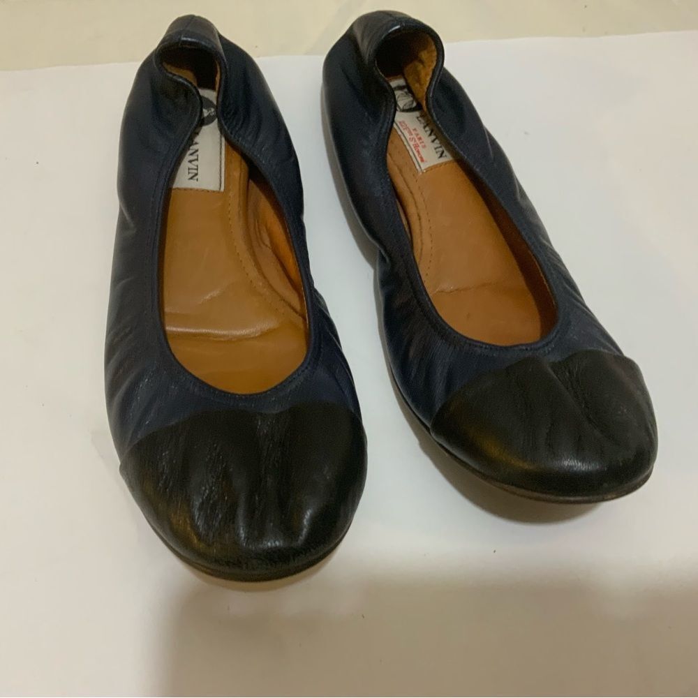 LANVIN leather Ballet Flats blue black 37.5 - Picture 2 of 5